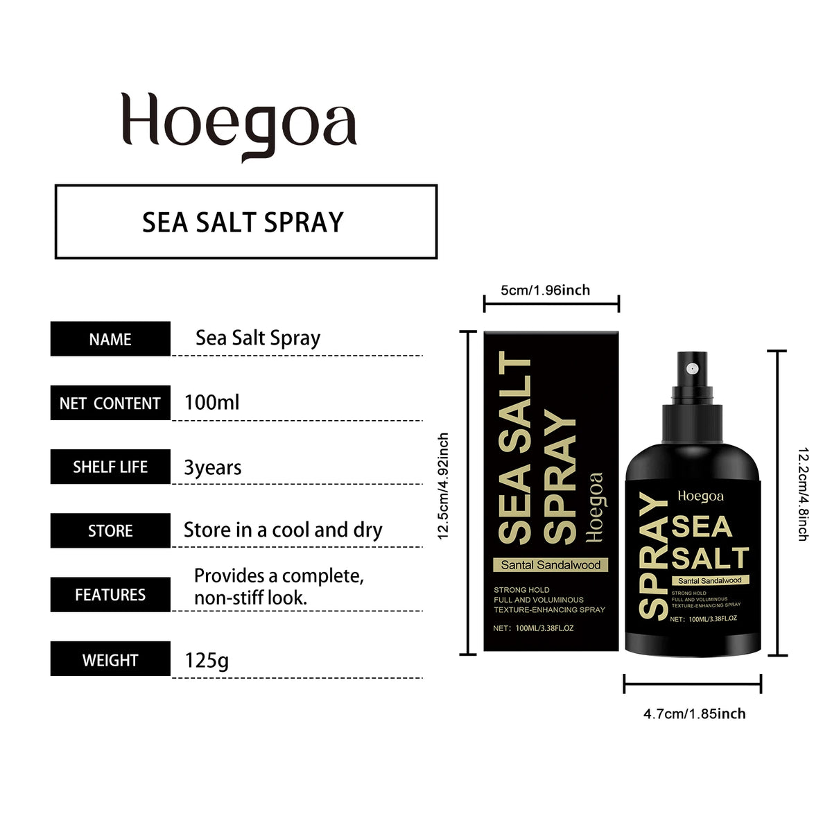 Sea Salt Texturizing Spray, Volume & Matte Waves, 100 ml