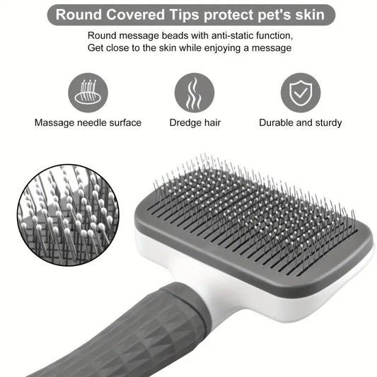 Universal Pet Detangling Brush, Massages Out Knots & Mats. 19cm, for Long/Short Hair, Soothing