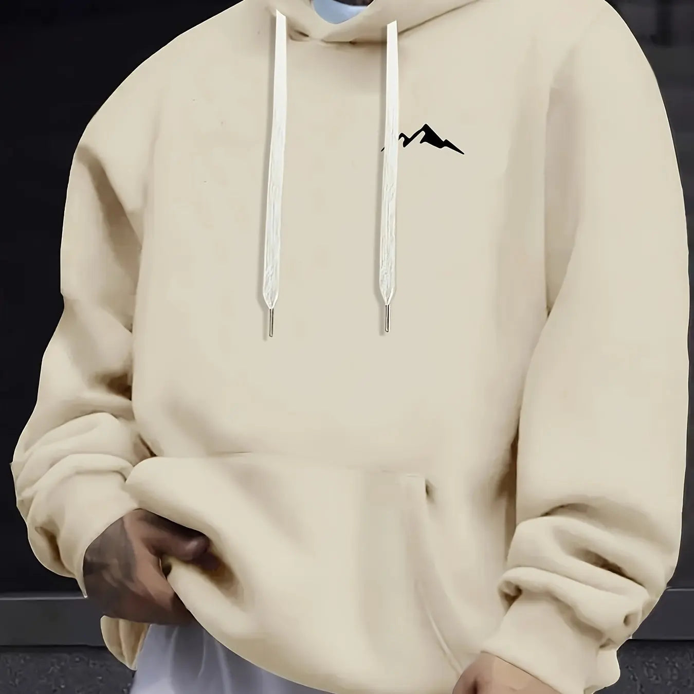 Mountain Print Hooded Pullover Sweatshirt