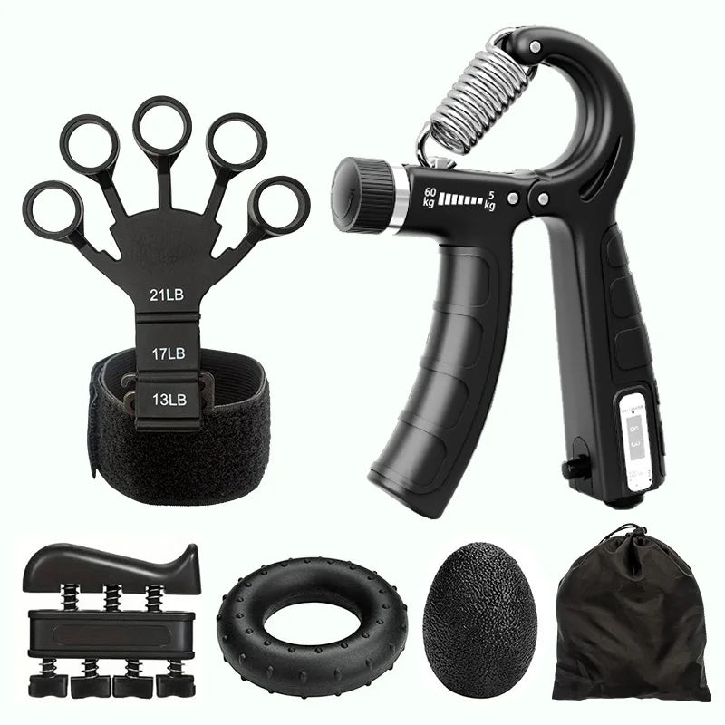 Hand Grip Strengthener Kit Adjustable Counting Gripper Finger Trainer Silicone Grip Ring Wrist Forearm Exercise Fitness Rehabilitation Set Finger Exerciser Wrist Recovery Trainer For Arthritis Carpal Tunnel Muscle Strength Tr