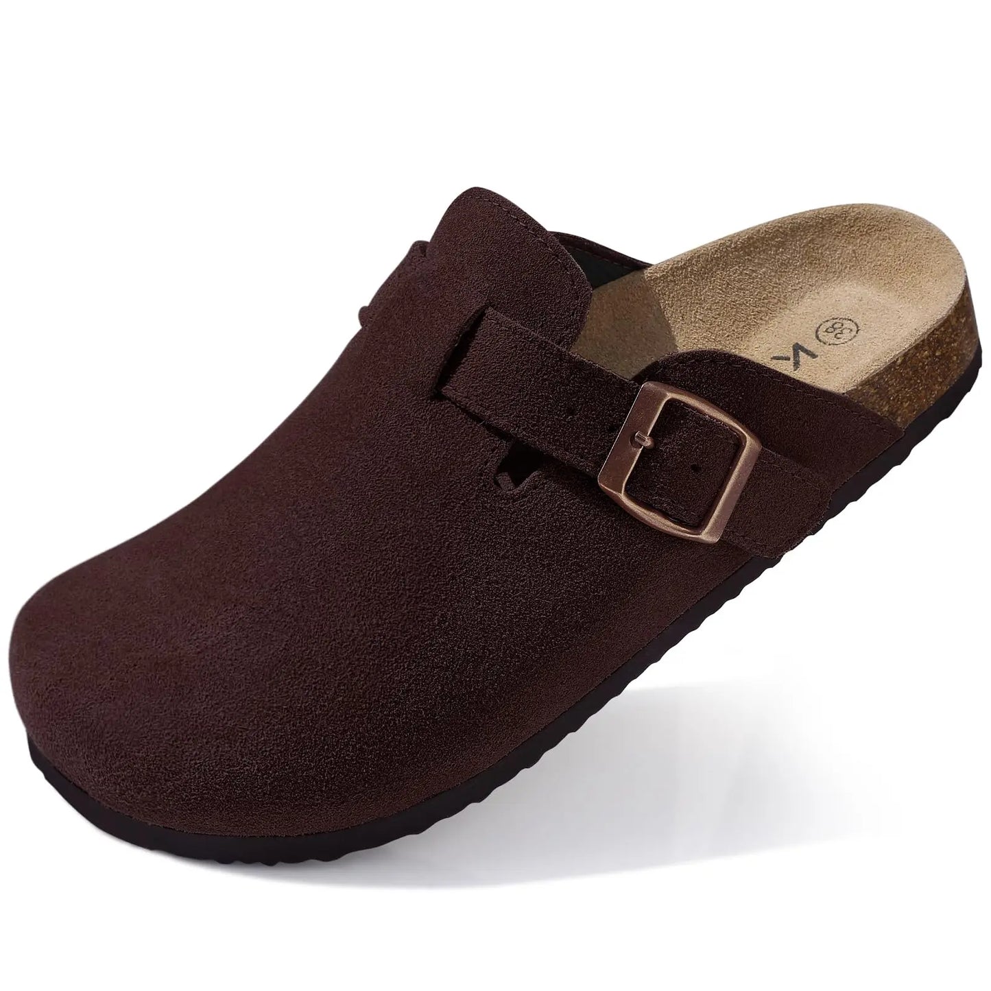 KIDMI Suede Clogs for Women Men Mules Cork Footbed Sandals With Arch Support Fashion Nonslip Outdoor Beach Slippers Home Shoes