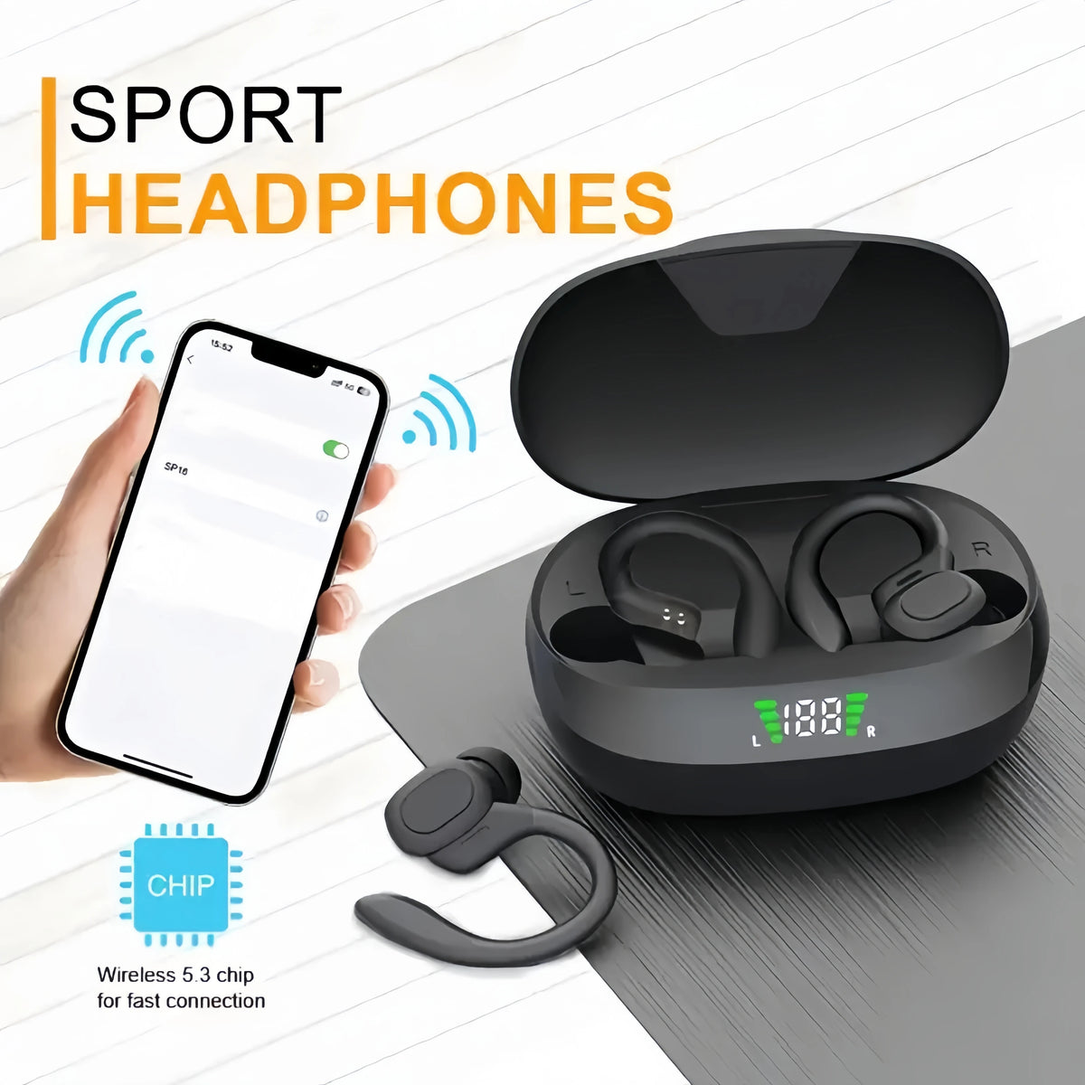 True Wireless Earbuds with LED Case