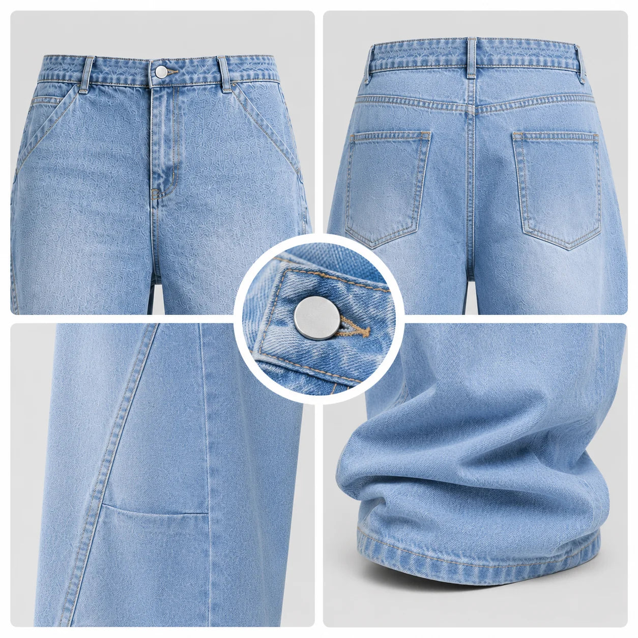 UP.THE Light Wash Baggy Wide Leg Jeans