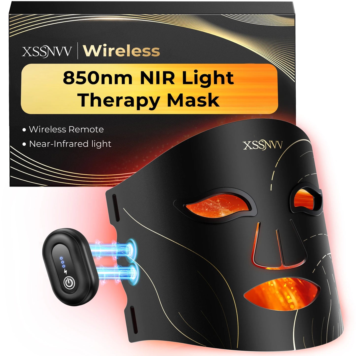 Cordless Red Light Therapy Mask for Face, 4 Modes Lightweight LED Mask with 850nm Infrared, 10-Min Timer for At-Home Skincare