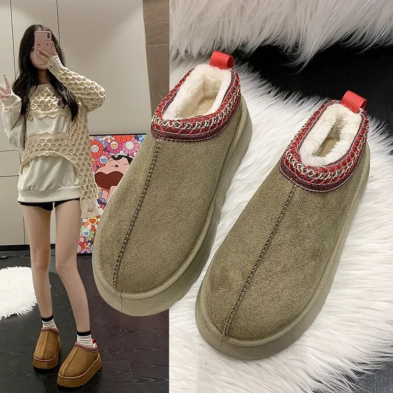 Cashmere-Lined Slip-On Snow Slipper Boot