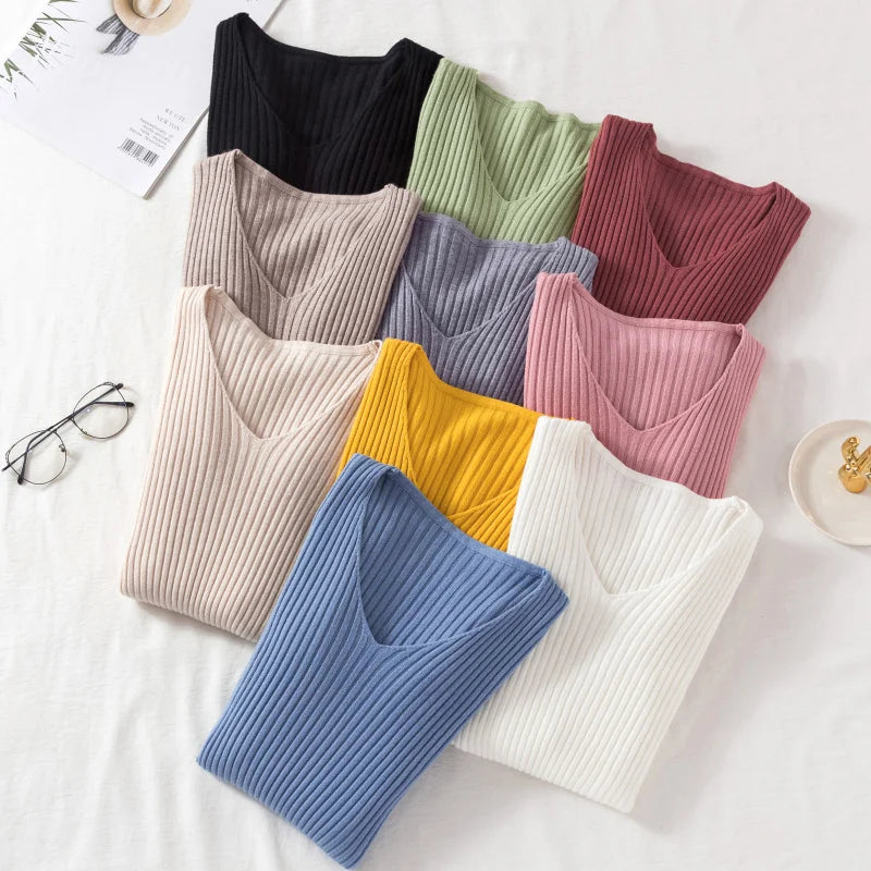 V-Neck Knit Pullover Sweater