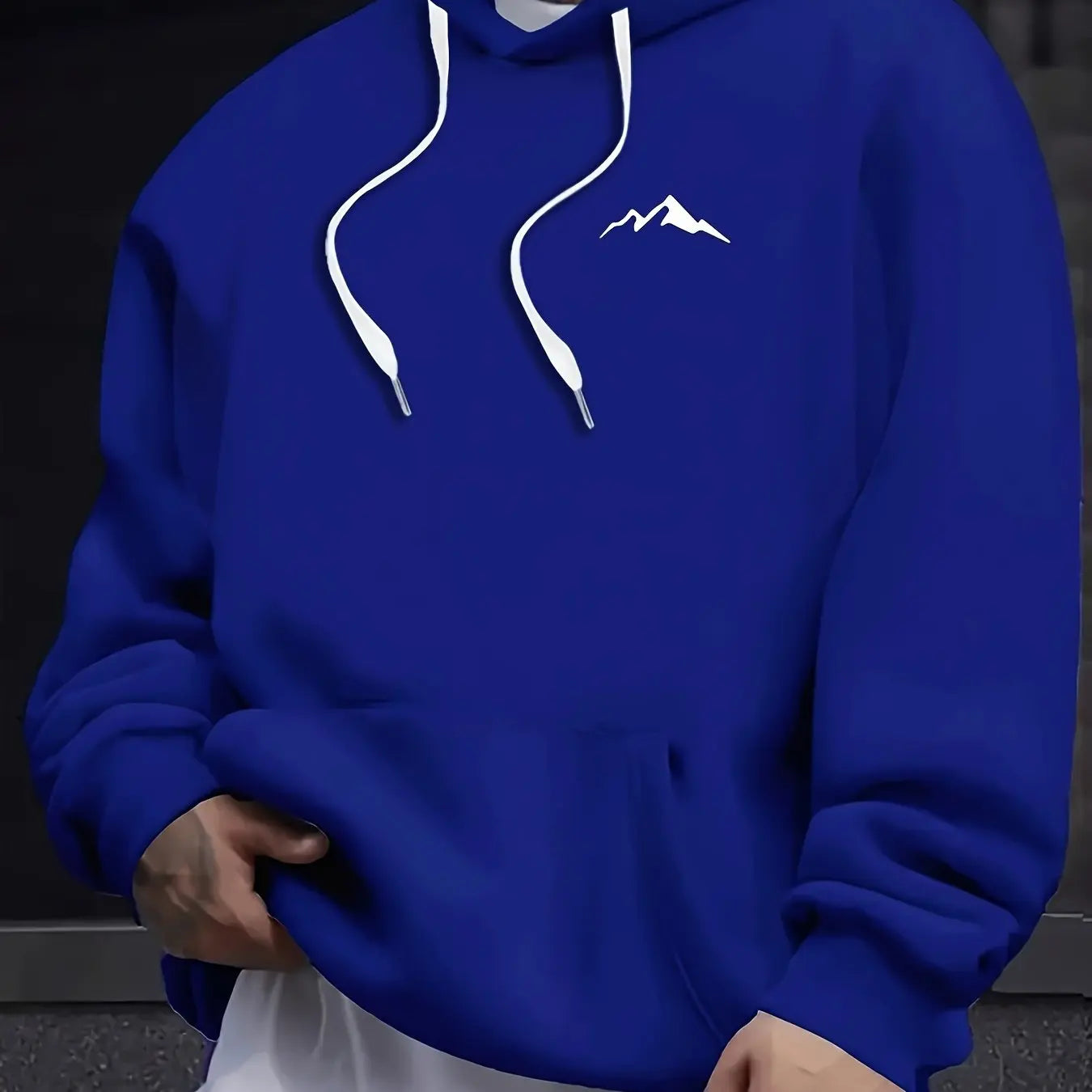 Mountain Print Hooded Pullover Sweatshirt