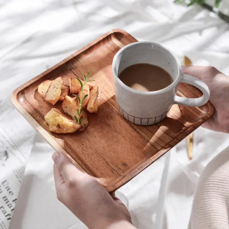 Acacia Wood Rectangular Tea & Serving Tray