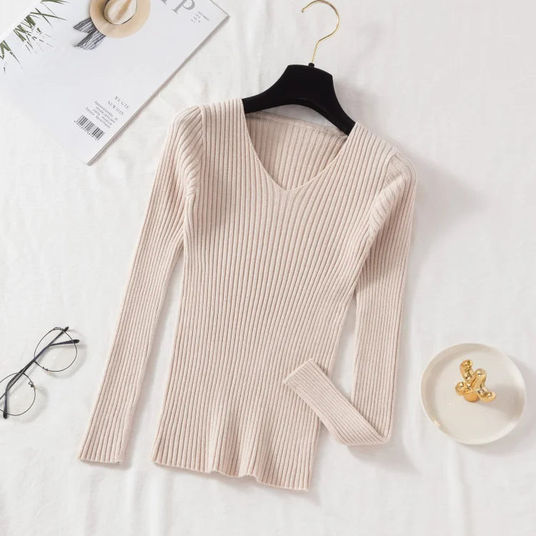 V-Neck Knit Pullover Sweater