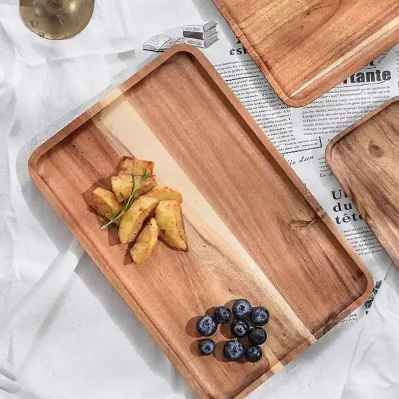 Acacia Wood Rectangular Tea & Serving Tray