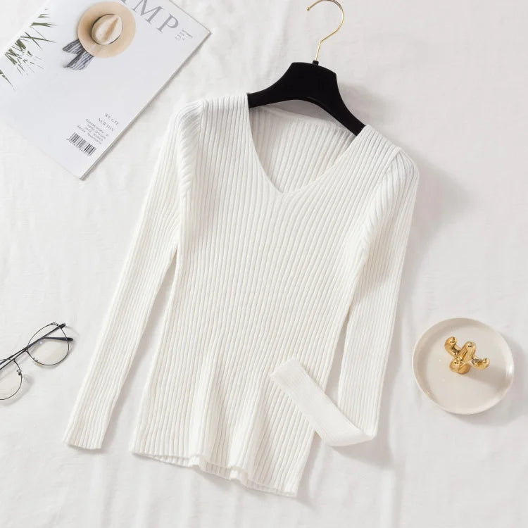 V-Neck Knit Pullover Sweater