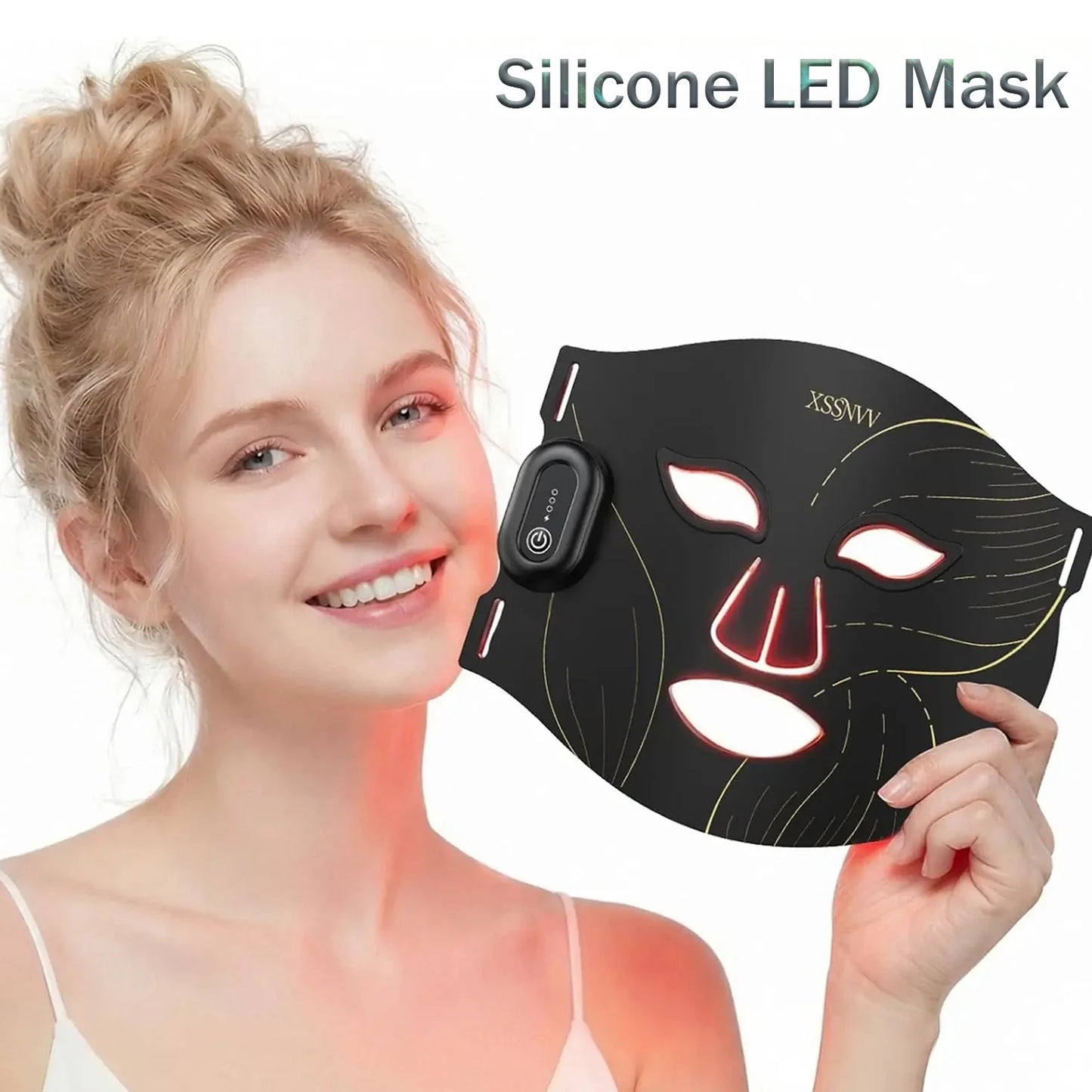 Cordless Red Light Therapy Mask for Face, 4 Modes Lightweight LED Mask with 850nm Infrared, 10-Min Timer for At-Home Skincare