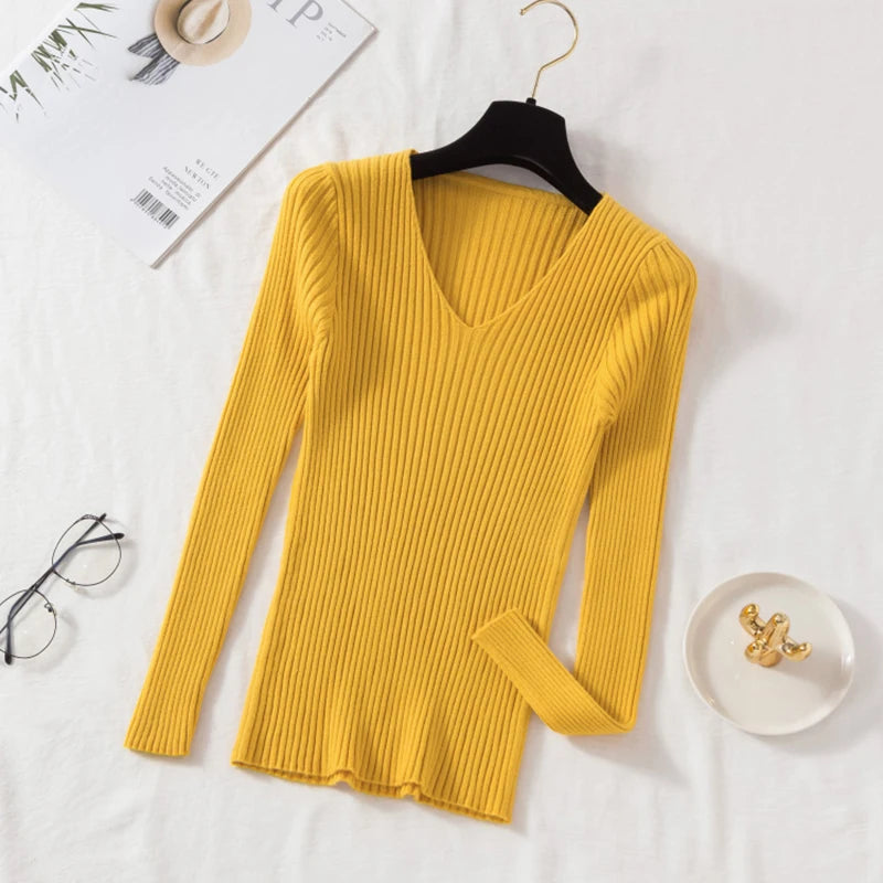 V-Neck Knit Pullover Sweater