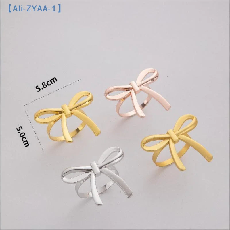 Gold Bow Decorative Napkin Ring Set of 4