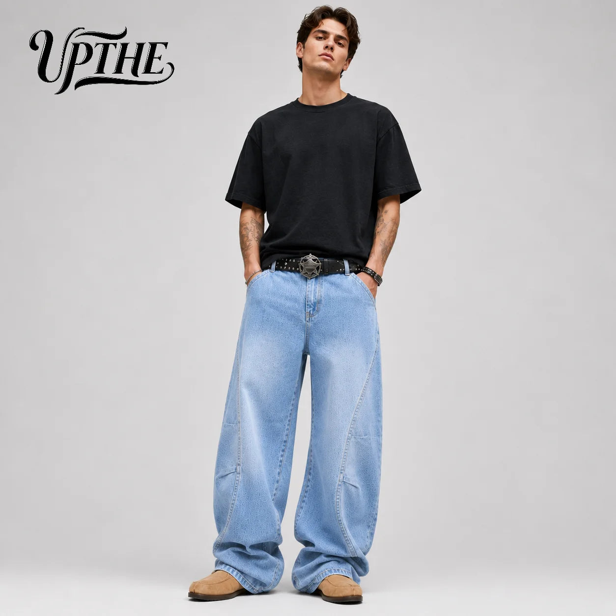 UP.THE Light Wash Baggy Wide Leg Jeans