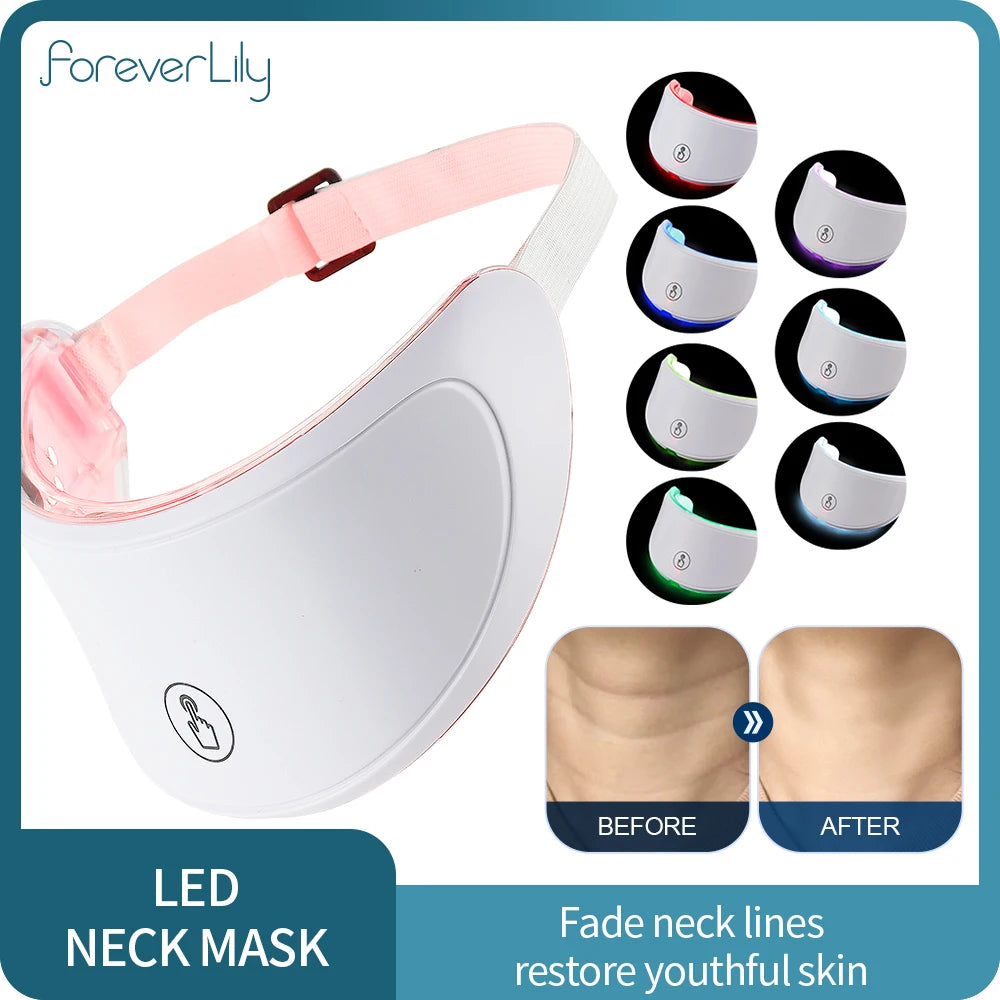 Neck LED Mask 7 Colors Photon Anti-Wrinkle Skin Brightening Neck Beauty Mask Skin Tightening Neck Wrinkle Remover Skin Care