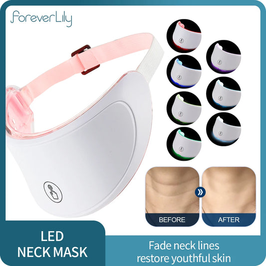 Neck LED Mask 7 Colors Photon Anti-Wrinkle Skin Brightening Neck Beauty Mask Skin Tightening Neck Wrinkle Remover Skin Care