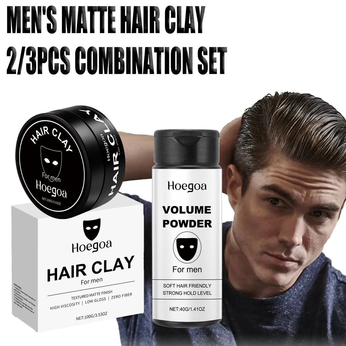 Men's Hair Clay, Strong Hold Matte Finish, 100 g