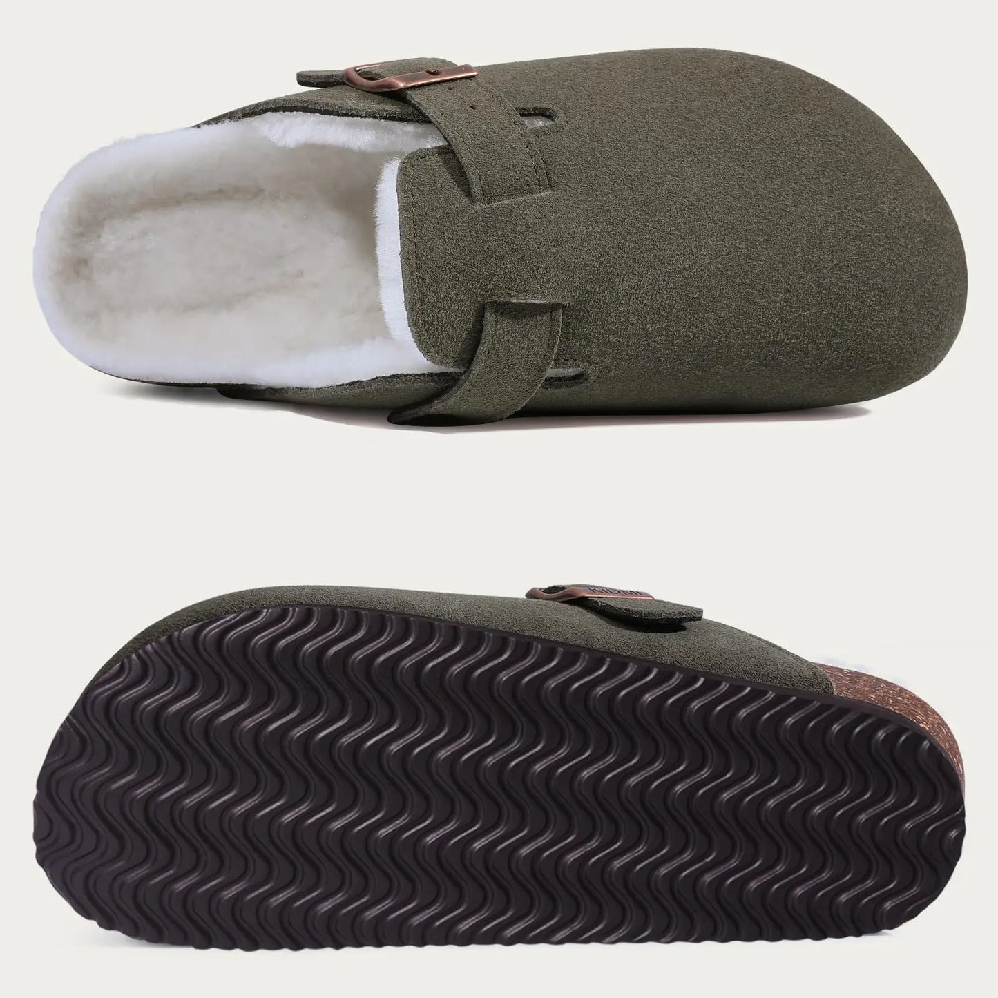 KIDMI Suede Clogs for Women Men Mules Cork Footbed Sandals With Arch Support Fashion Nonslip Outdoor Beach Slippers Home Shoes