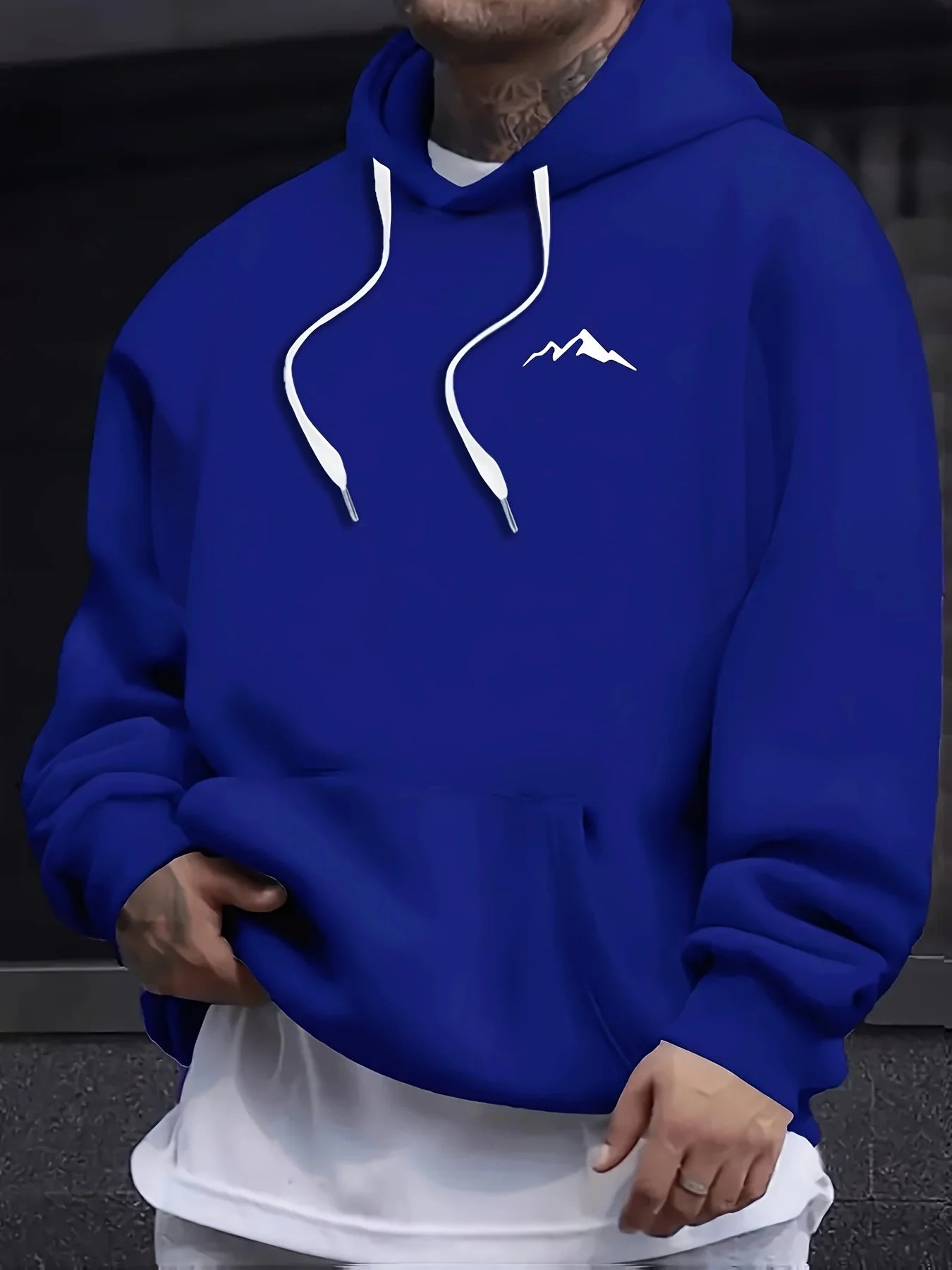Mountain Print Hooded Pullover Sweatshirt