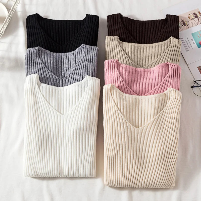 V-Neck Knit Pullover Sweater