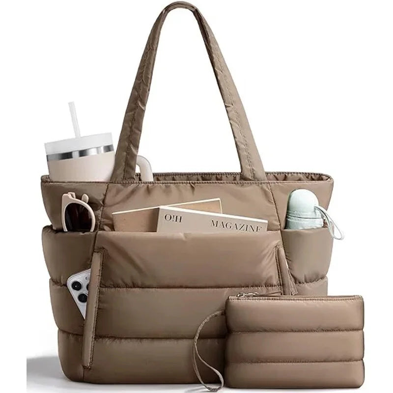 Padded Commuter Shoulder Tote Bag