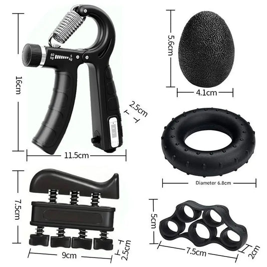 Hand Grip Strengthener Kit Adjustable Counting Gripper Finger Trainer Silicone Grip Ring Wrist Forearm Exercise Fitness Rehabilitation Set Finger Exerciser Wrist Recovery Trainer For Arthritis Carpal Tunnel Muscle Strength Tr