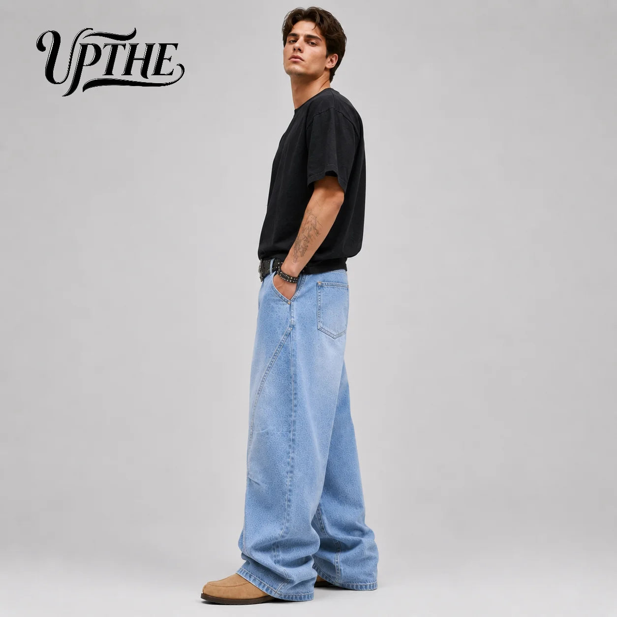 UP.THE Light Wash Baggy Wide Leg Jeans
