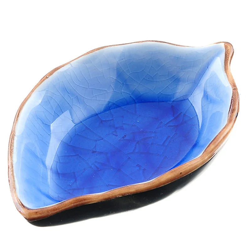 Leaf-Shaped Japanese Ceramic Sauce Plate