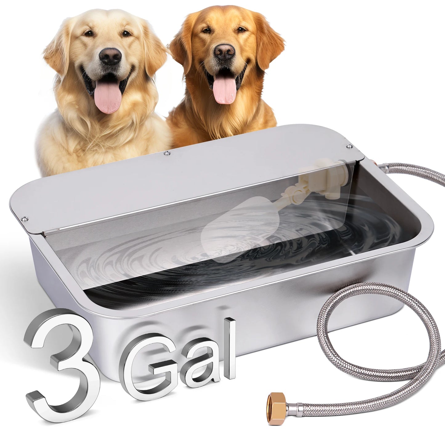 Automatic Outdoor Dog Water Dispenser for Cow Goat Dogs Self Filling Water Bowl Large Breed Auto Fill Dog Waterer Stainless Steel Pet Waterer for Big Cat Chicken Goat Sheep Livestock