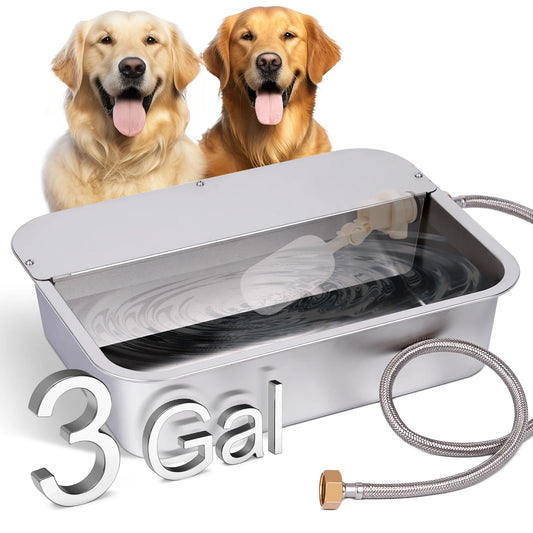 Automatic Outdoor Dog Water Dispenser for Cow Goat Dogs Self Filling Water Bowl Large Breed Auto Fill Dog Waterer Stainless Steel Pet Waterer for Big Cat Chicken Goat Sheep Livestock