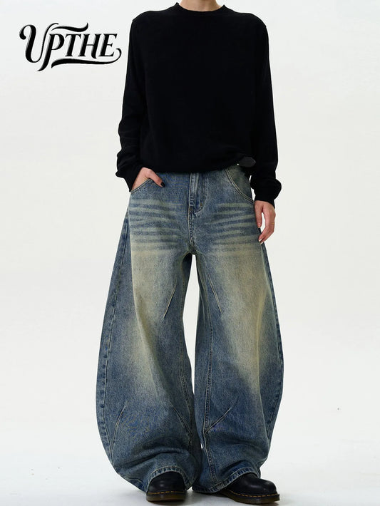 Vintage Wash Relaxed Wide-Leg Denim