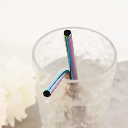 Reusable Stainless Steel Straws – Set of 8 with Cleaning Brush