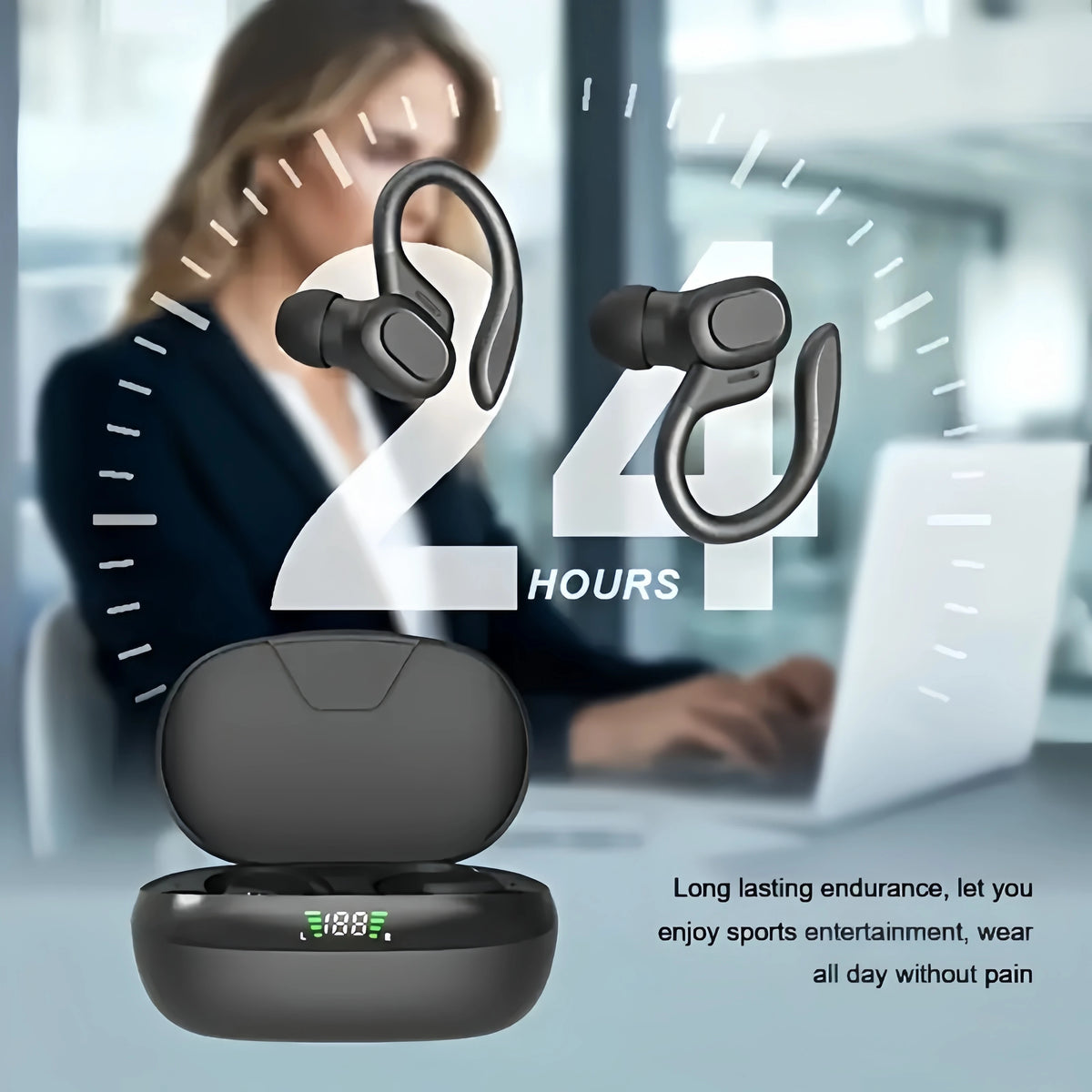 True Wireless Earbuds with LED Case