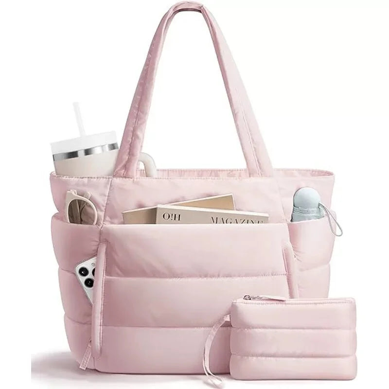 Padded Commuter Shoulder Tote Bag