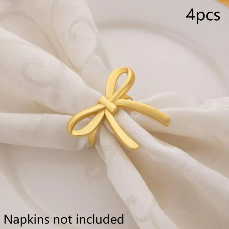 Gold Bow Decorative Napkin Ring Set of 4