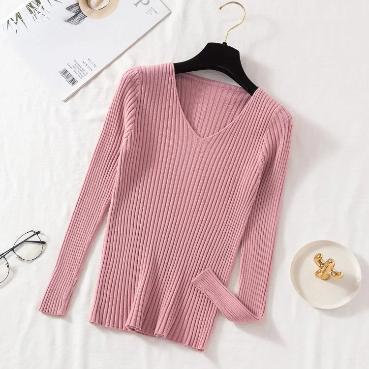 V-Neck Knit Pullover Sweater