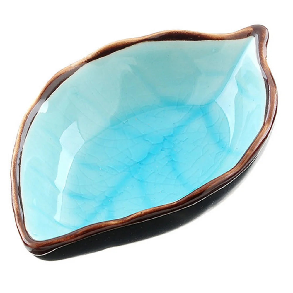 Leaf-Shaped Japanese Ceramic Sauce Plate