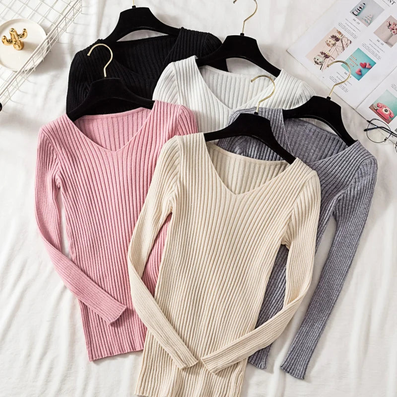 V-Neck Knit Pullover Sweater
