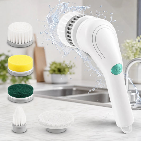 Automatic Cleaning Brush – Sponge Material, Powerful Stain Removal, Multiple Brush Heads, Handle