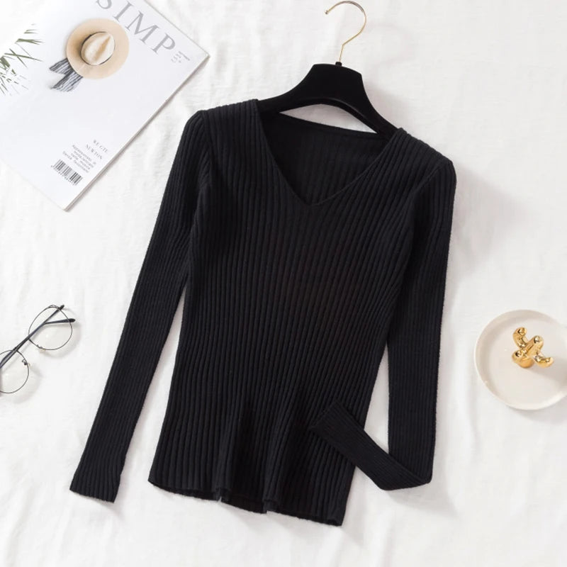 V-Neck Knit Pullover Sweater