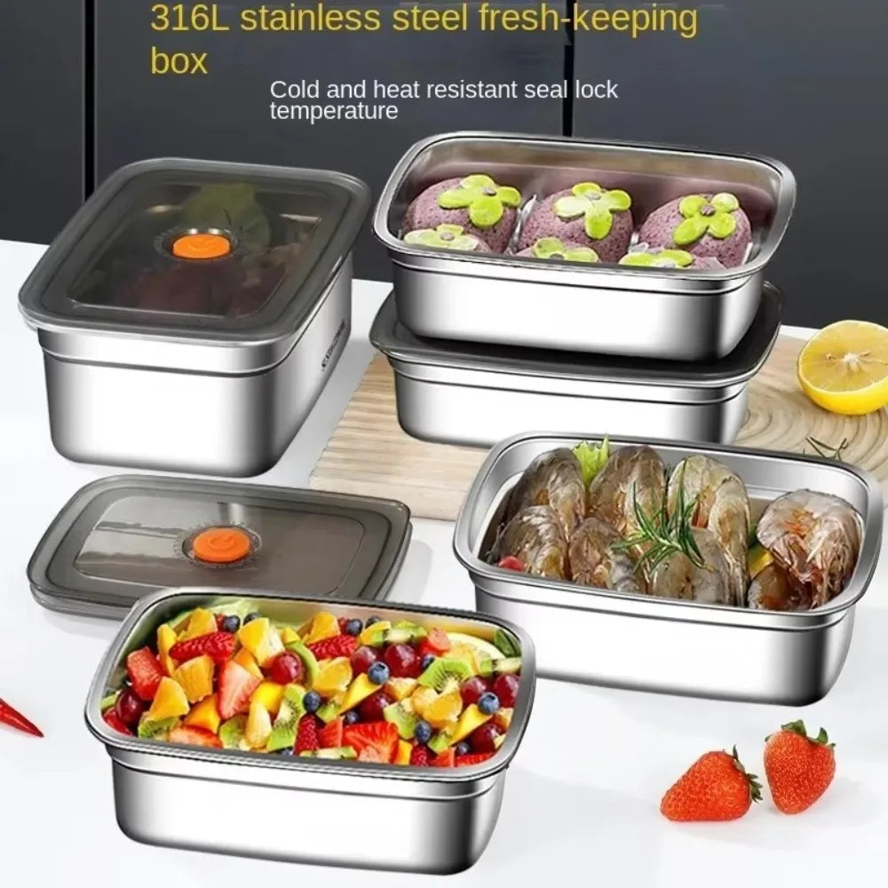 High Quality Stainless Steel Camping Lunch Box Sealed Refrigerator Freezer Storage Box Leak-proof Microwave Suitable Bento Box
