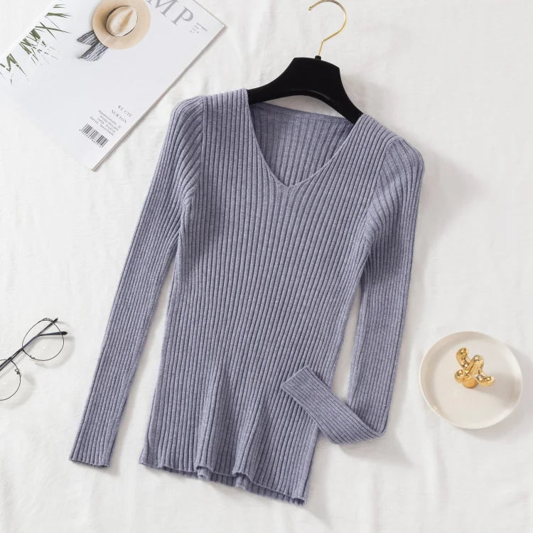 V-Neck Knit Pullover Sweater