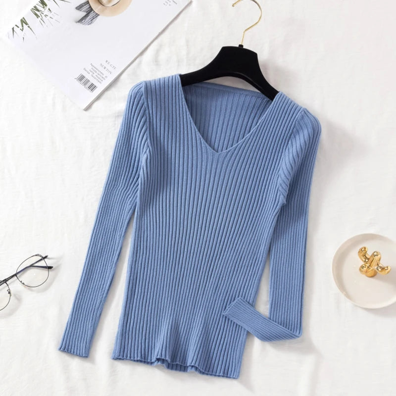 V-Neck Knit Pullover Sweater