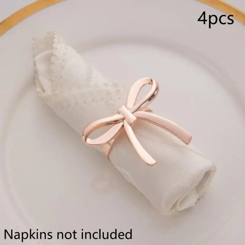 Gold Bow Decorative Napkin Ring Set of 4