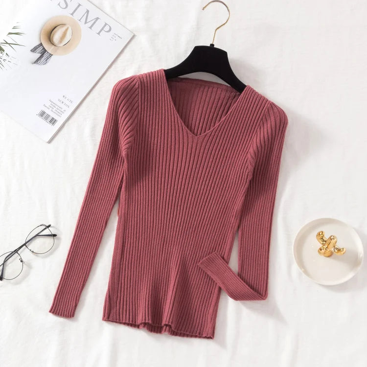 V-Neck Knit Pullover Sweater