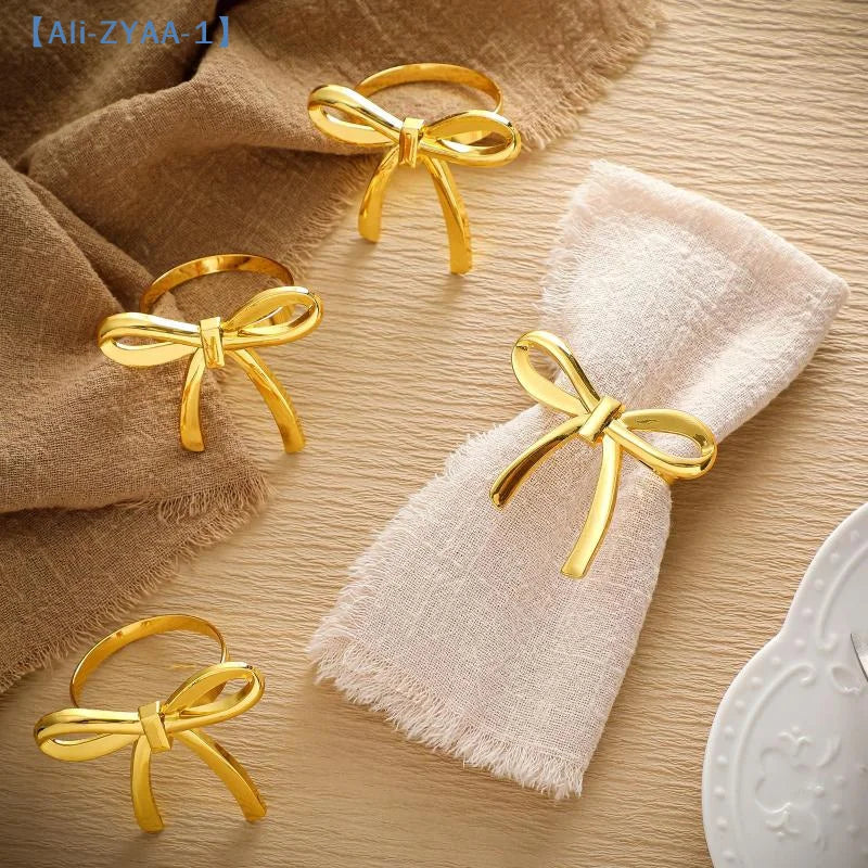 Gold Bow Decorative Napkin Ring Set of 4