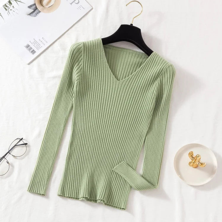 V-Neck Knit Pullover Sweater