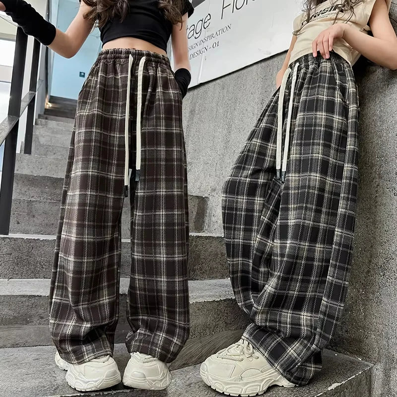 Unisex Plaid Drawstring Jogger Pants