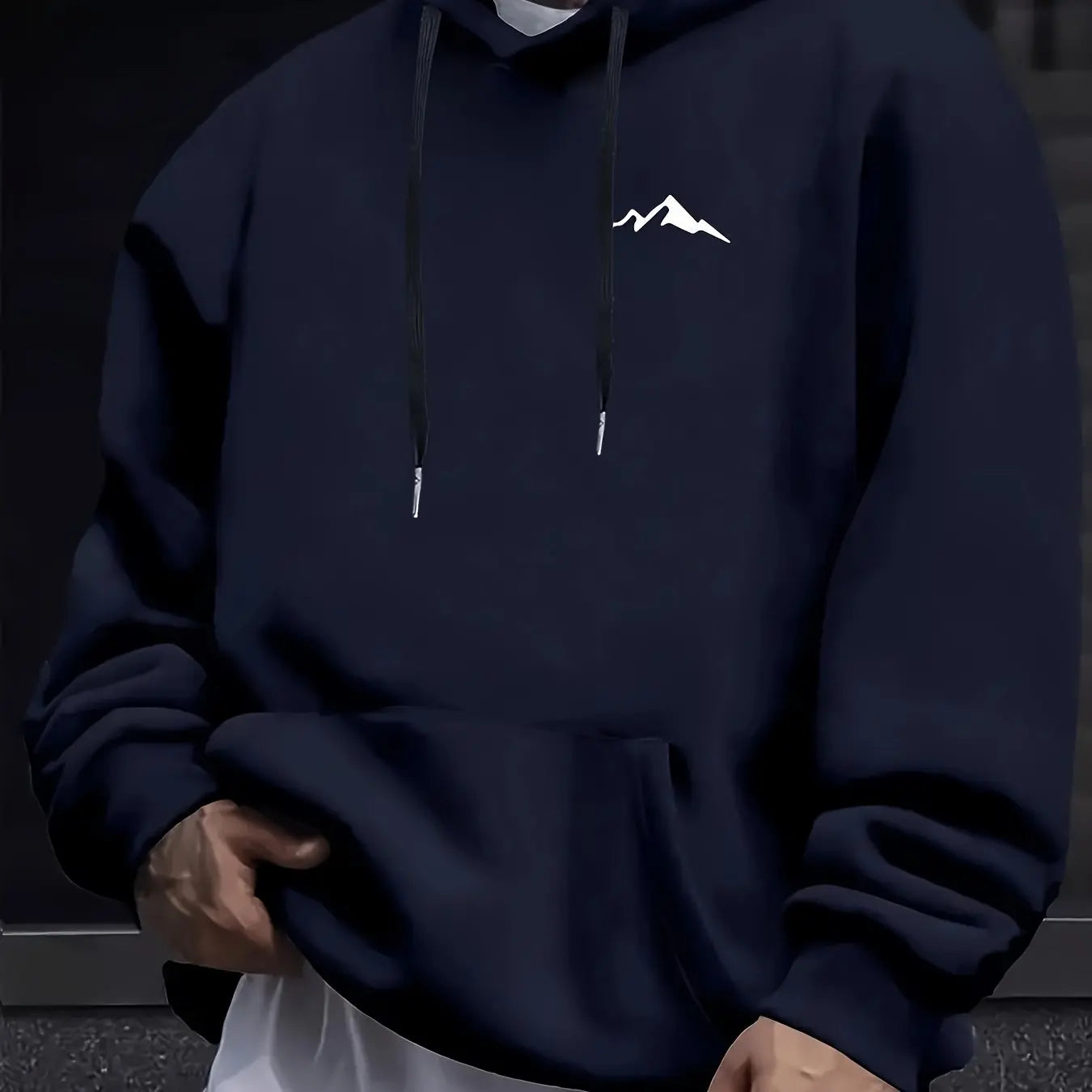 Mountain Print Hooded Pullover Sweatshirt